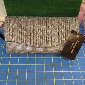 Gun Metal Silver Clutch 8x4x2 Bag New